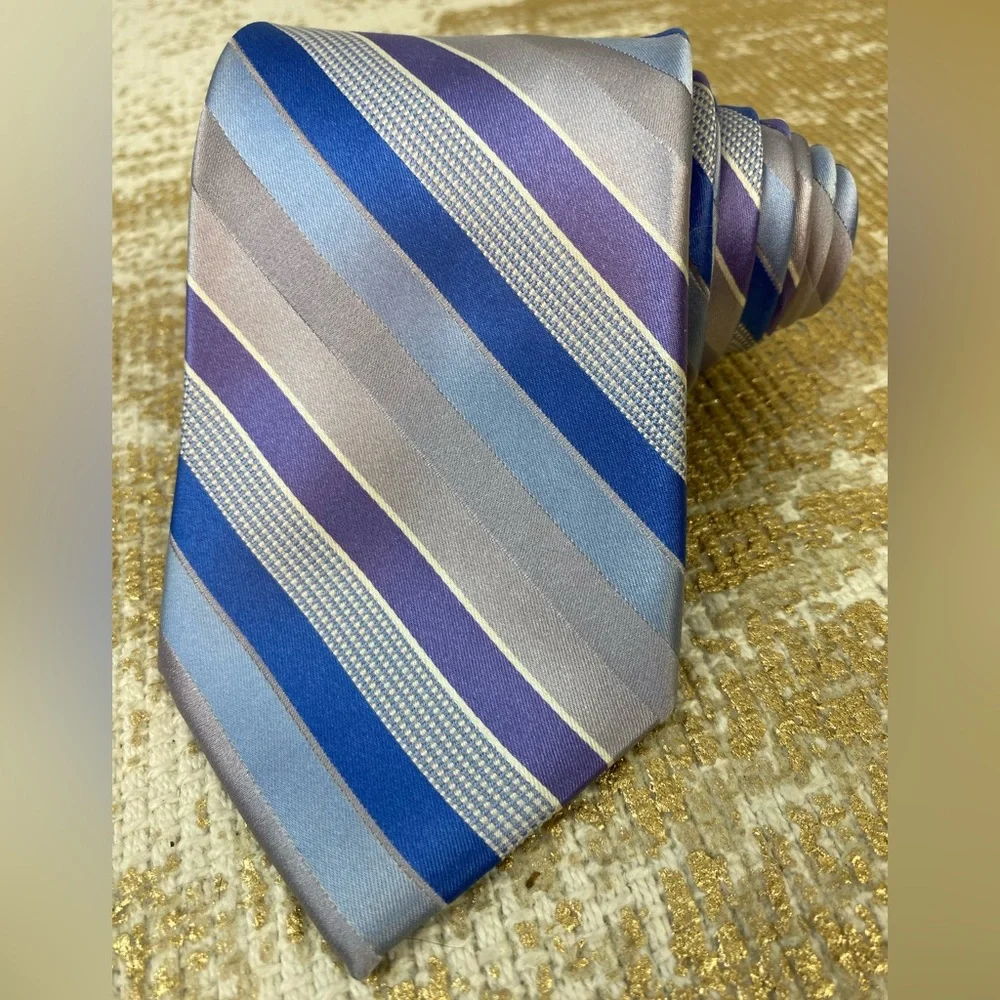 MICHAEL KORS Men’s Blue & Purple Striped Silk Necktie | Office Business Work
